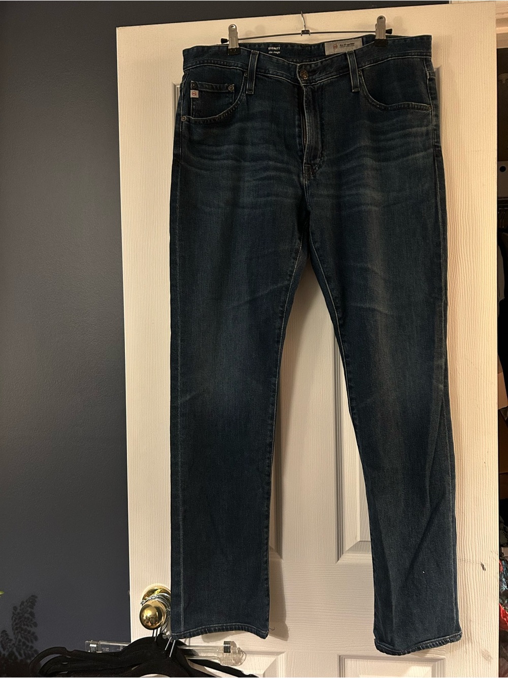Men's AG Everett Slim Straight Medium Wash Blue Jeans